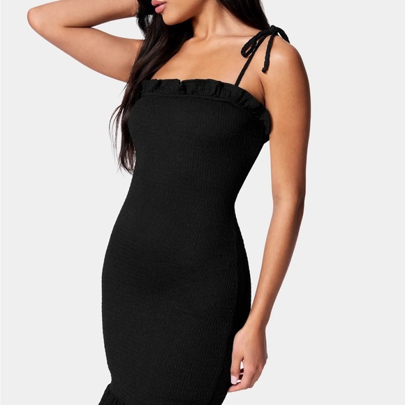 Bebe juniors women's tie strap crinkle mini Holiday dress NWOT size large - Picture 2 of 5